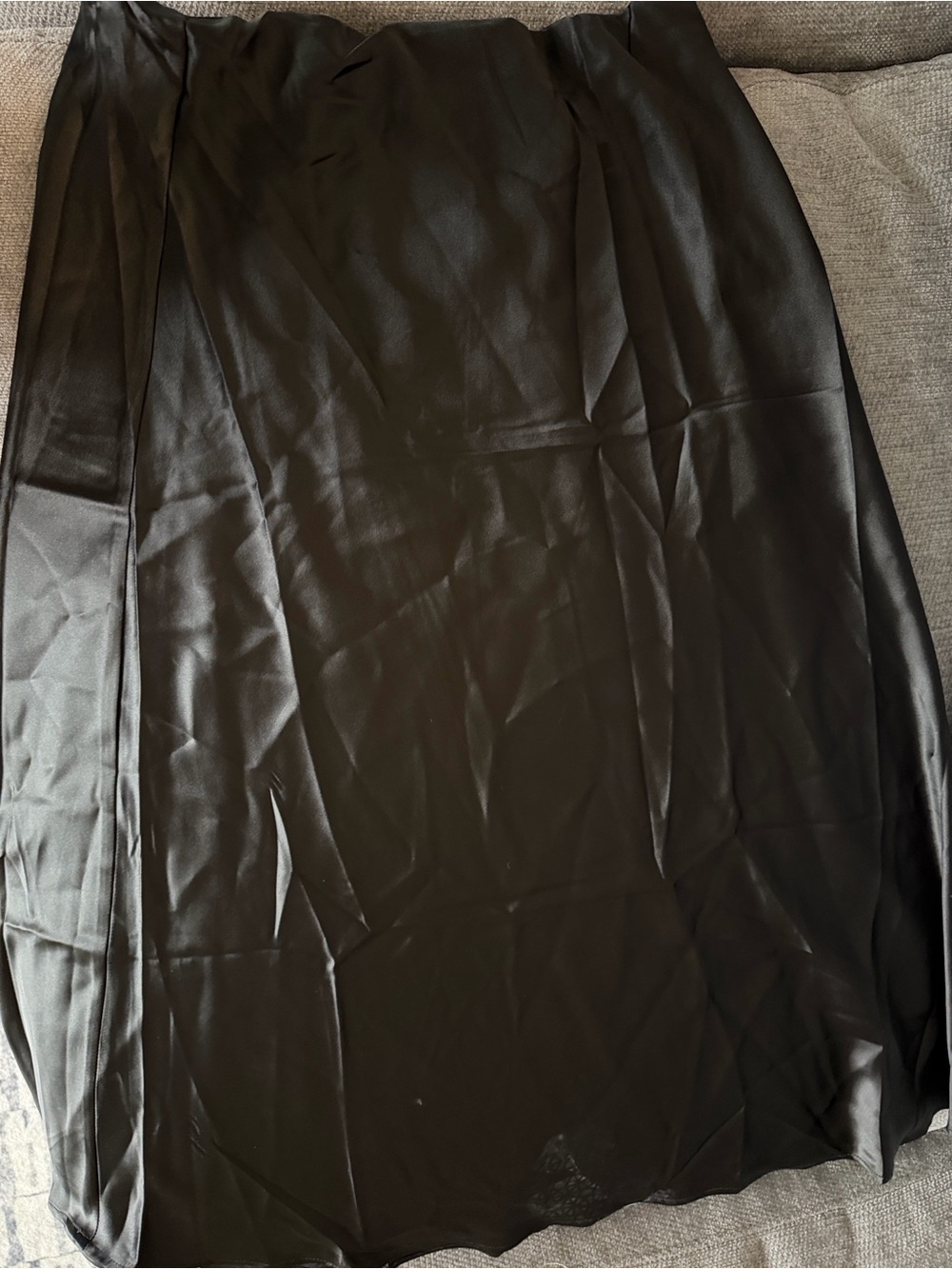 Women's Black Satin Midi Skirt